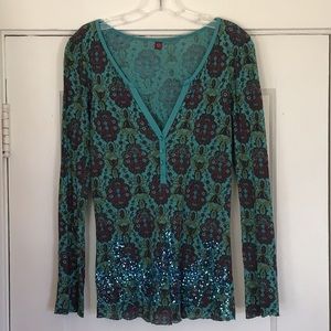 Language Los Angeles Anthropologie Cotton Sequin Top